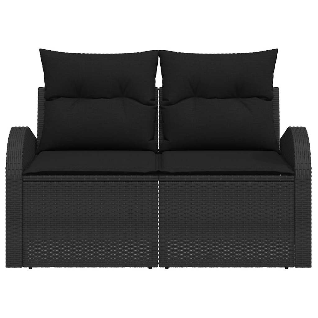 Sofá de jardim com almofada Preto 124 x 62 x 69cm vime PE