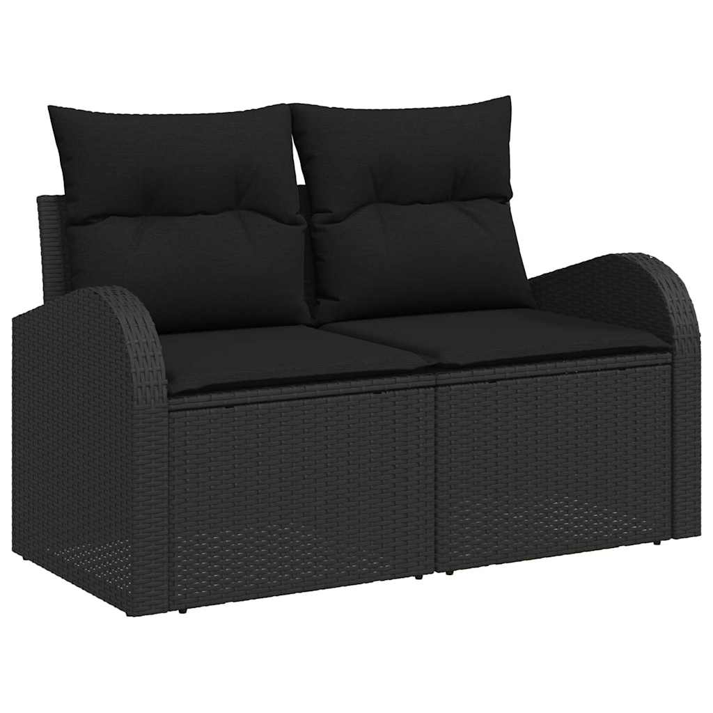 Sofá de jardim com almofada Preto 124 x 62 x 69cm vime PE