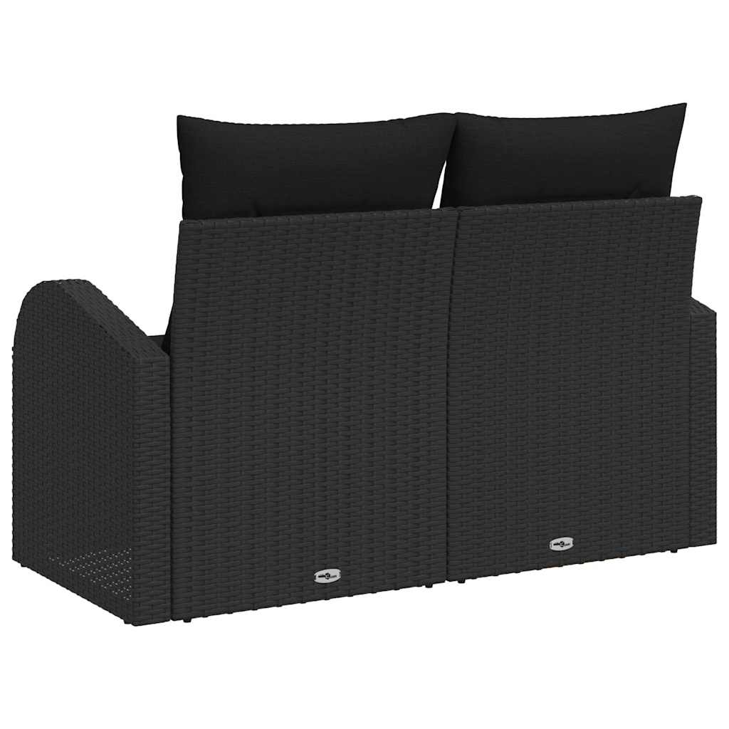 Sofá de jardim com almofada Preto 124 x 62 x 69cm vime PE