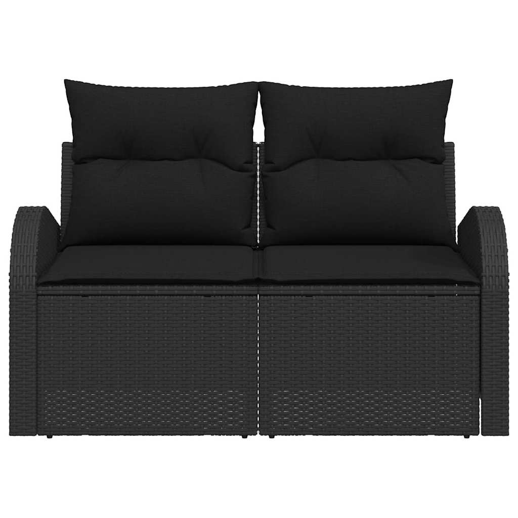 Sofá de jardim com almofada Preto 124 x 62 x 69cm vime PE