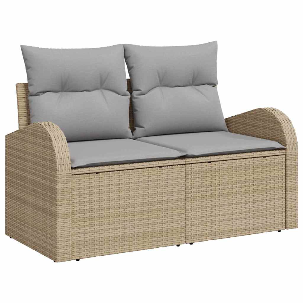 Sofá de jardim com almofada Bege 124 x 62 x 69cm vime PE