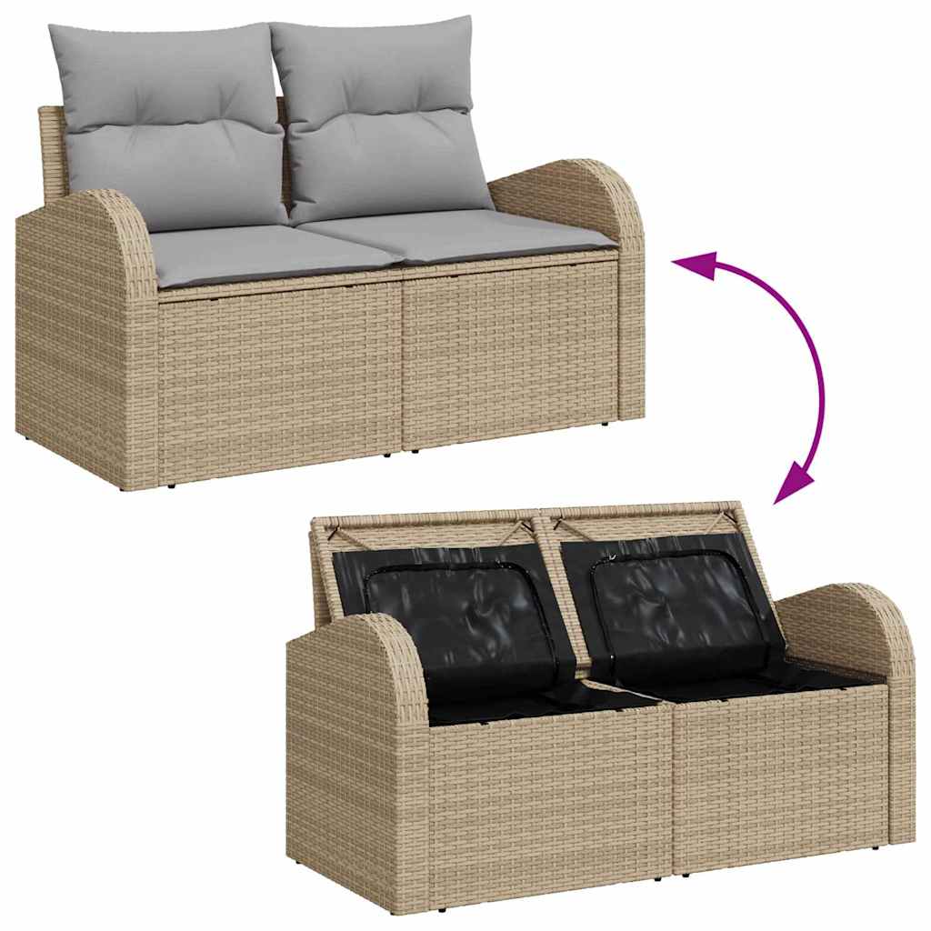Sofá de jardim com almofada Bege 124 x 62 x 69cm vime PE
