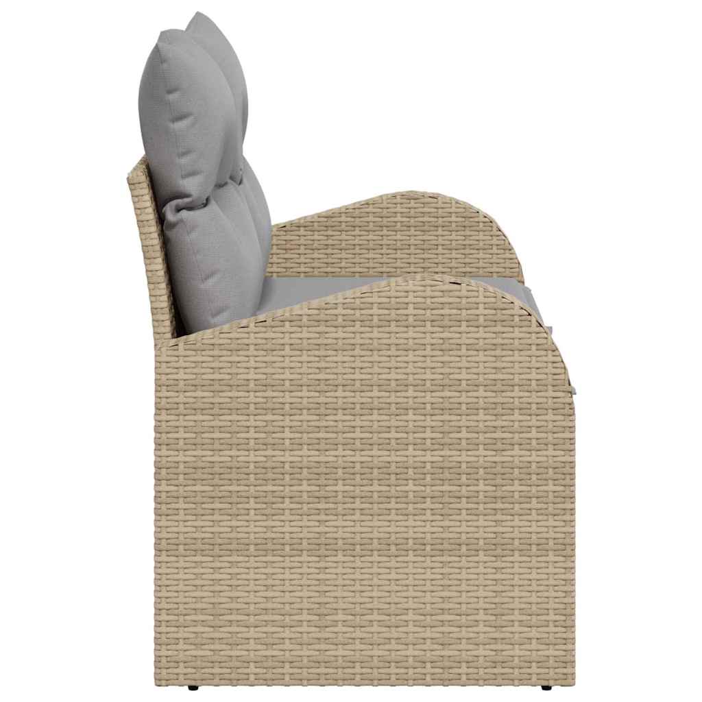 Sofá de jardim com almofada Bege 124 x 62 x 69cm vime PE
