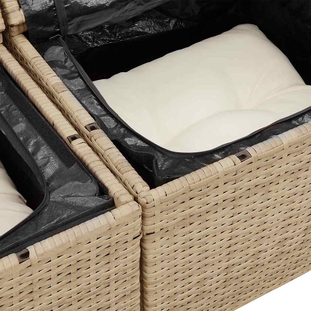 Sofá de jardim com almofada Bege 124 x 62 x 69cm vime PE