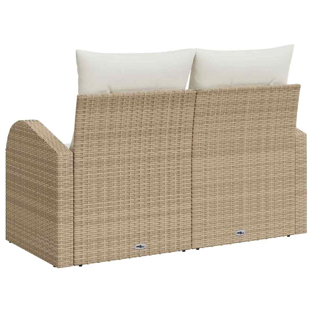 Sofá de jardim com almofada Bege 124 x 62 x 69cm vime PE