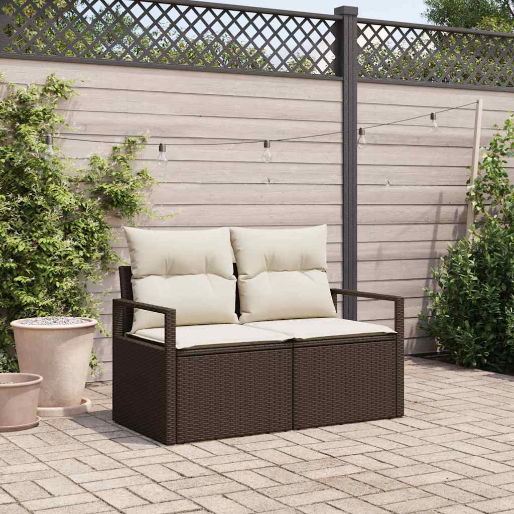 Sofá de jardim Castanho 120 x 62 x 69cm vime PE