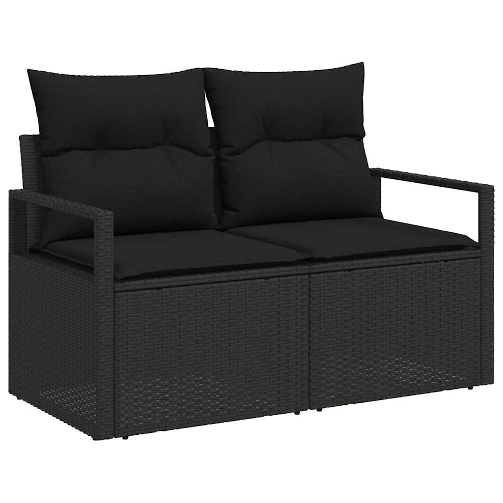 Sofá de jardim com almofada Preto 120 x 62 x 69cm vime PE