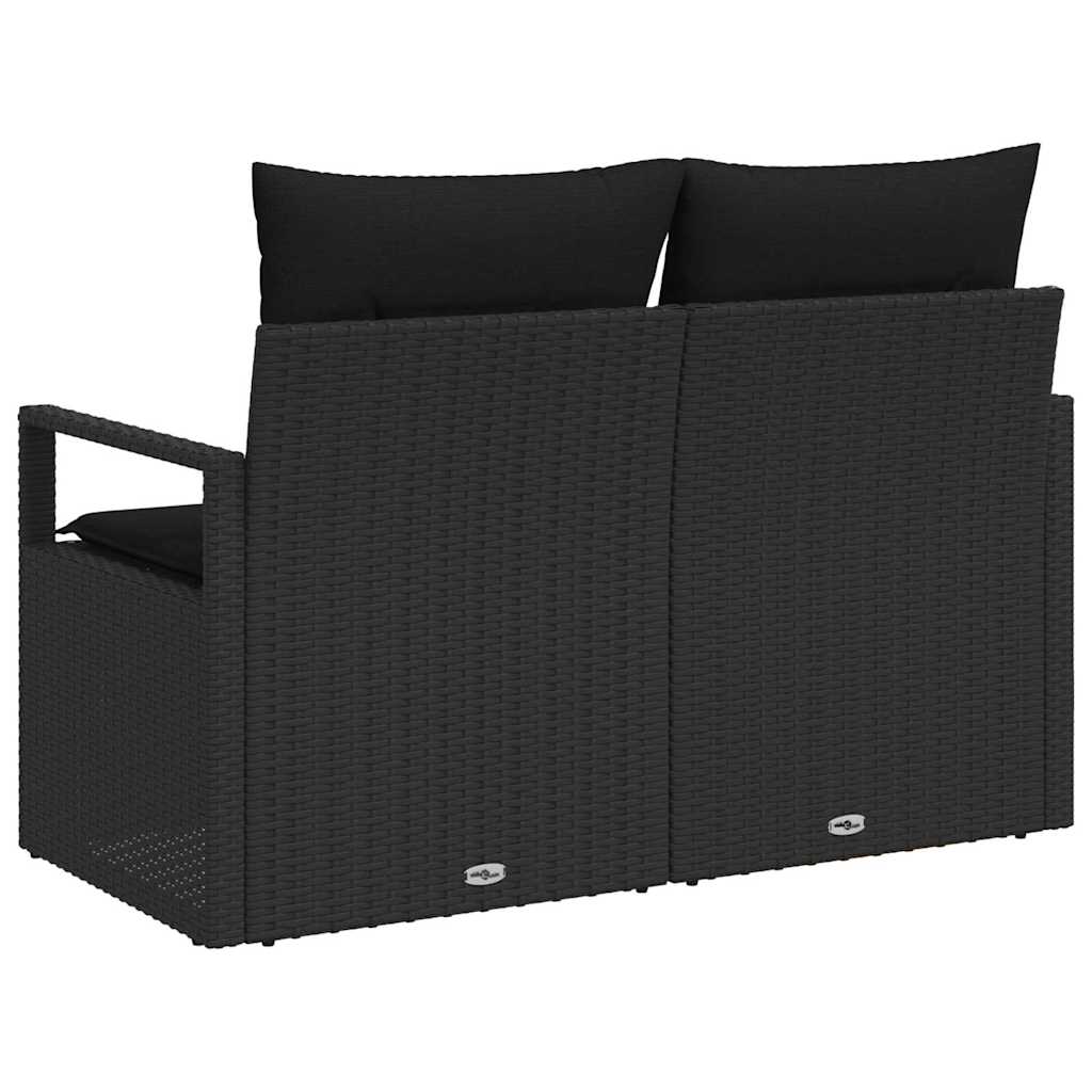 Sofá de jardim com almofada Preto 120 x 62 x 69cm vime PE