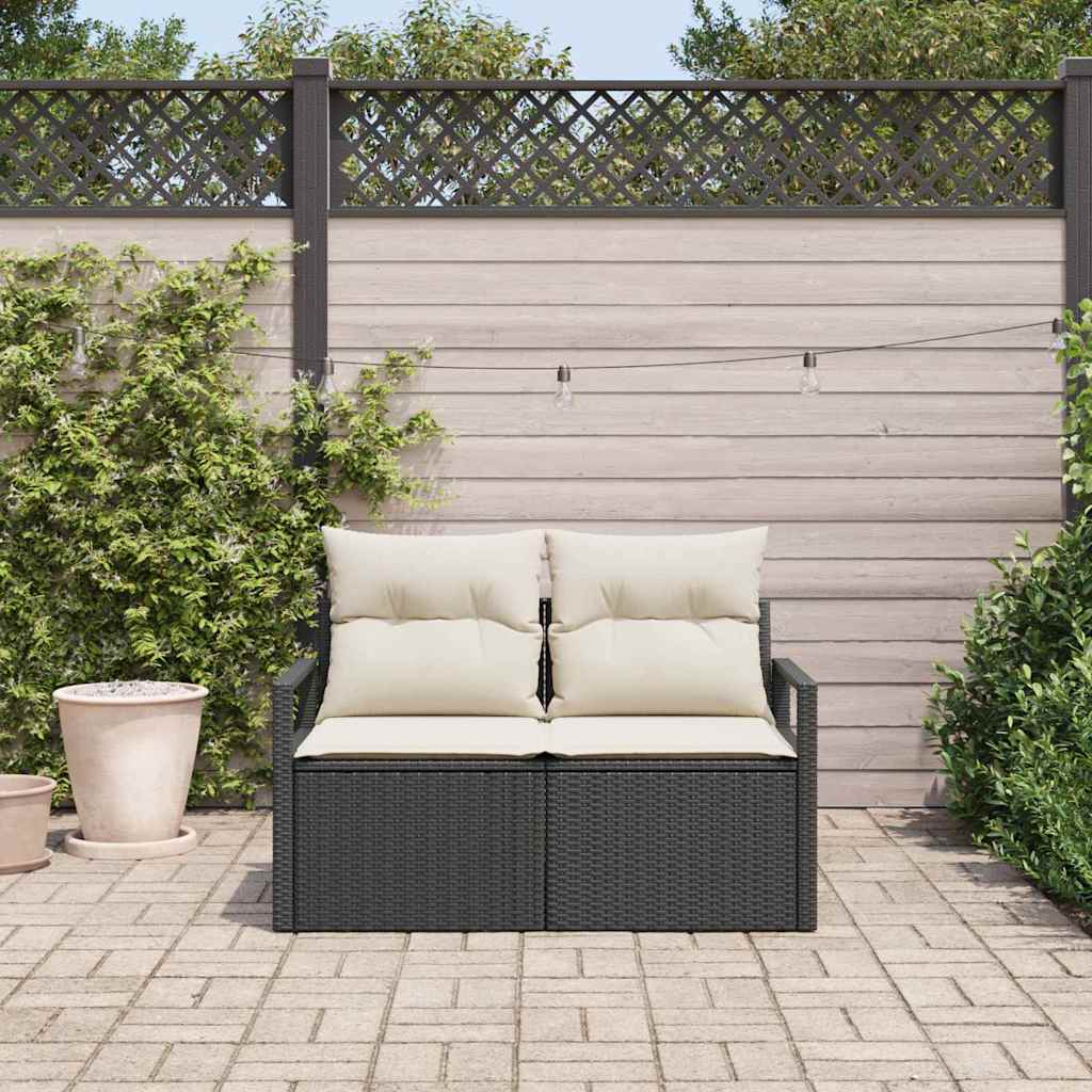 Sofá de jardim Preto 120 x 62 x 69cm vime PE