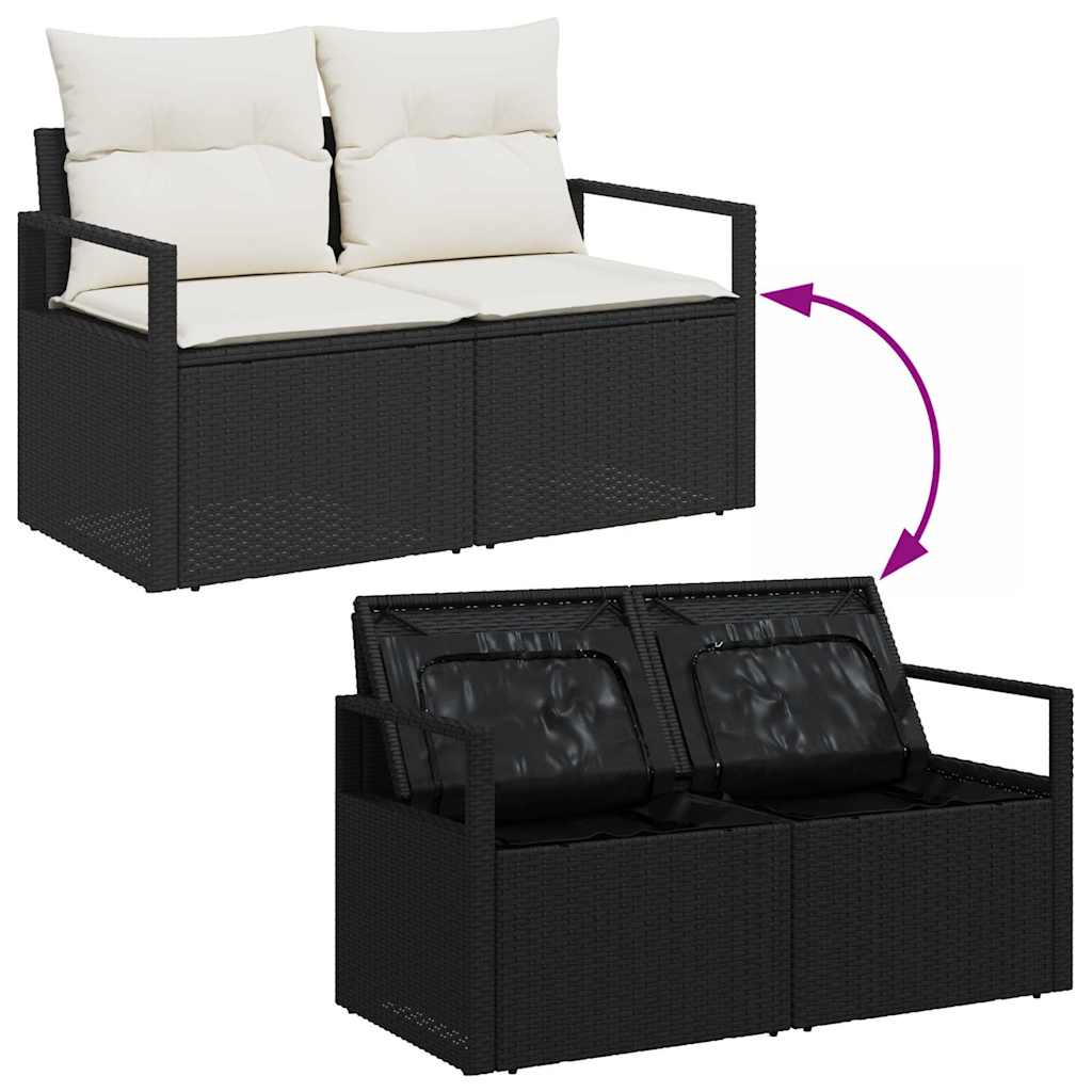 Sofá de jardim Preto 120 x 62 x 69cm vime PE