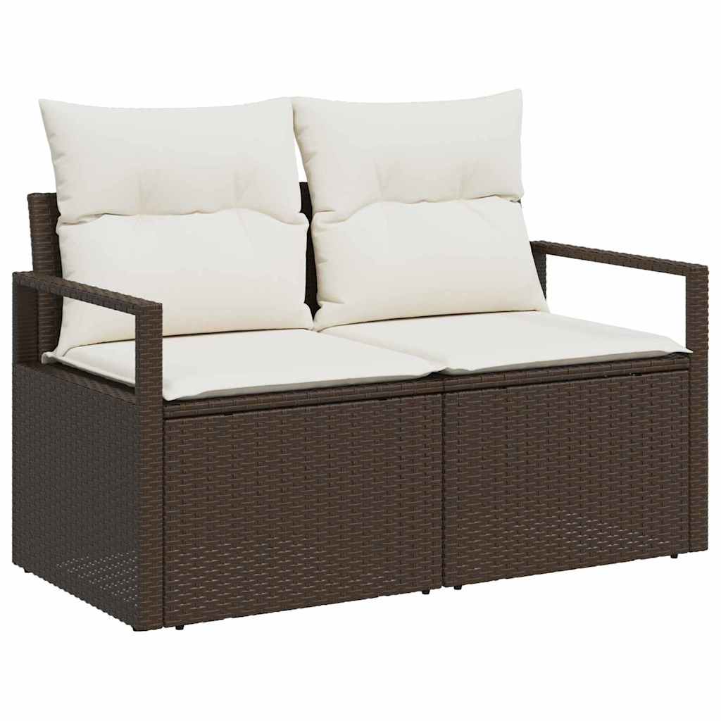 Sofá de jardim com almofada Castanho 120 x 62 x 69cm vime PE