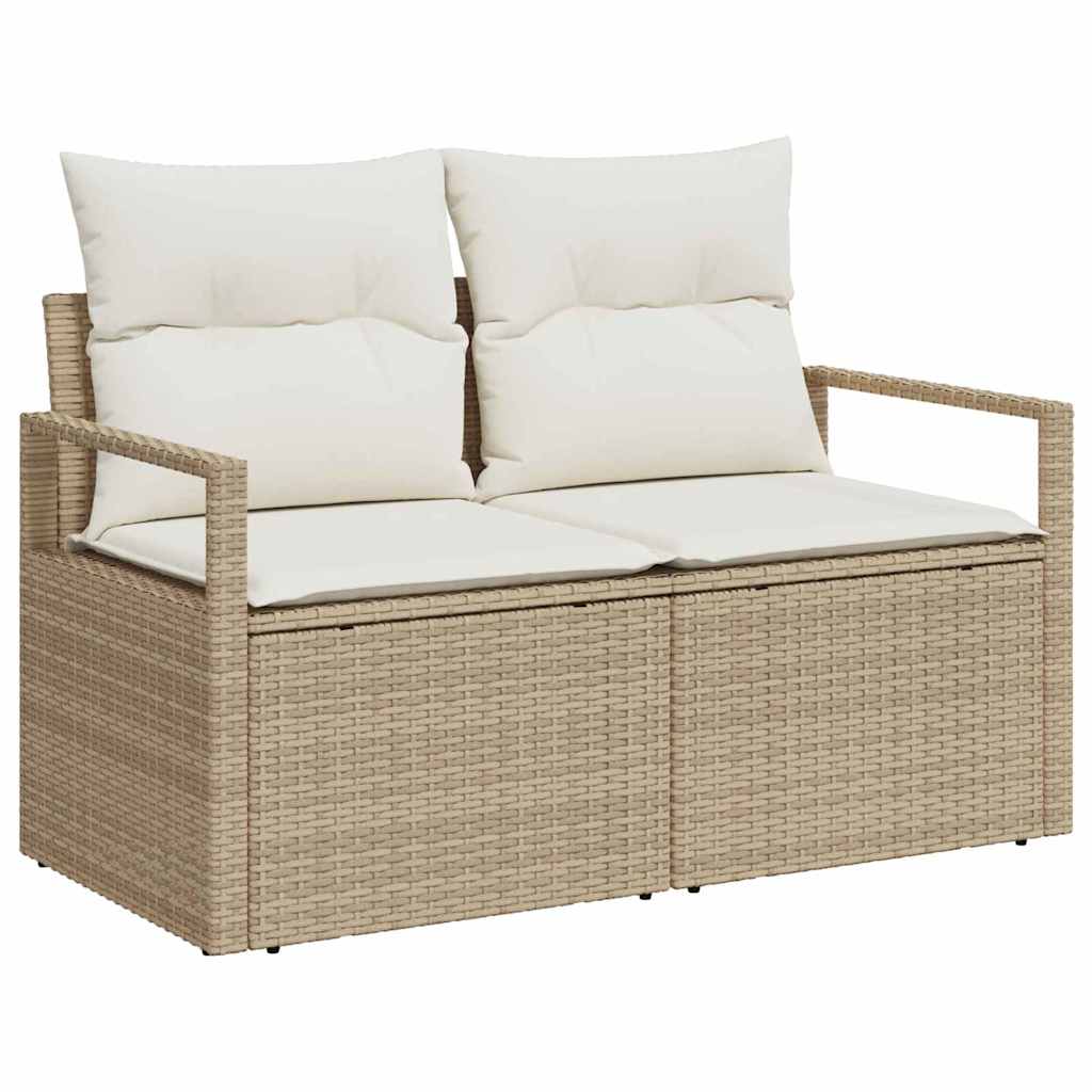 Sofá de jardim com almofada Bege 120 x 62 x 69cm vime PE