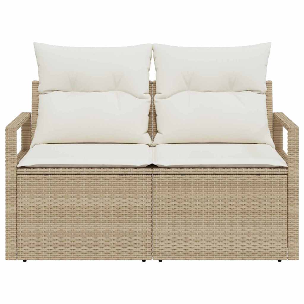 Sofá de jardim com almofada Bege 120 x 62 x 69cm vime PE