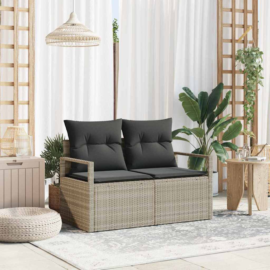 Sofá de jardim com almofada Cinzeto 120 x 62 x 69cm vime PE