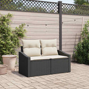 Sofá de jardim com almofada Preto 123 x 62 x 69cm vime PE