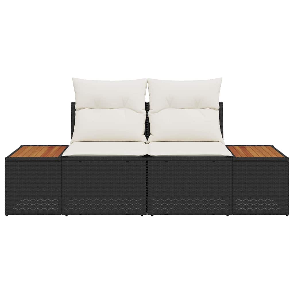 Sofá de jardim Preto 184 x 62 x 85cm vime PE