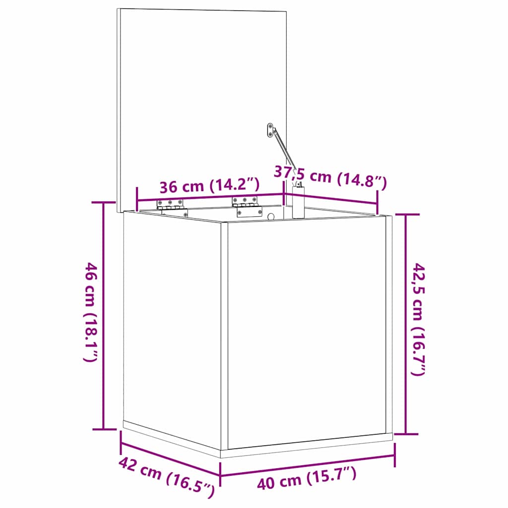 Caixa de Armazenamento Madeira Antiga 40 x 42 x 46 cm
