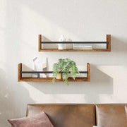 Prateleira de Parede 2 pcs Madeira antiga 60 x 16 x 14 cm