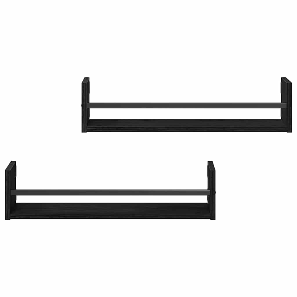 Prateleira de Parede 2 pcs Carvalho preto 60 x 16 x 14 cm