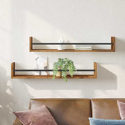 Prateleira de Parede 2 pcs Madeira antiga 80 x 16 x 14 cm