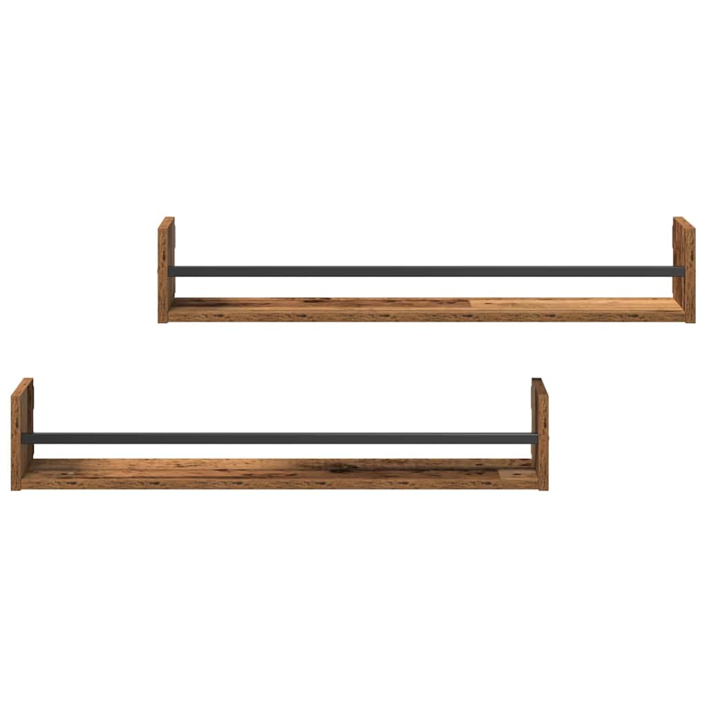 Prateleira de Parede 2 pcs Madeira antiga 80 x 16 x 14 cm