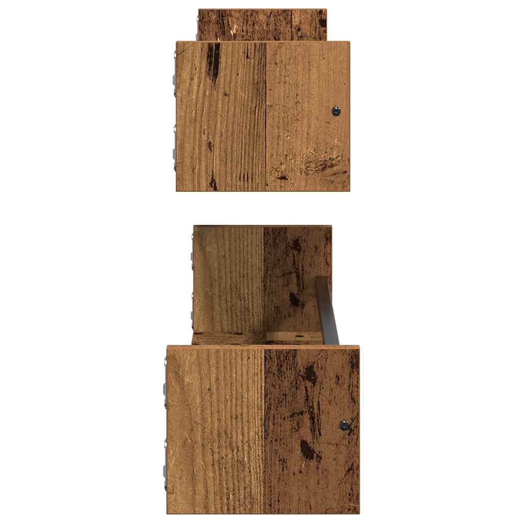 Prateleira de Parede 2 pcs Madeira antiga 80 x 16 x 14 cm
