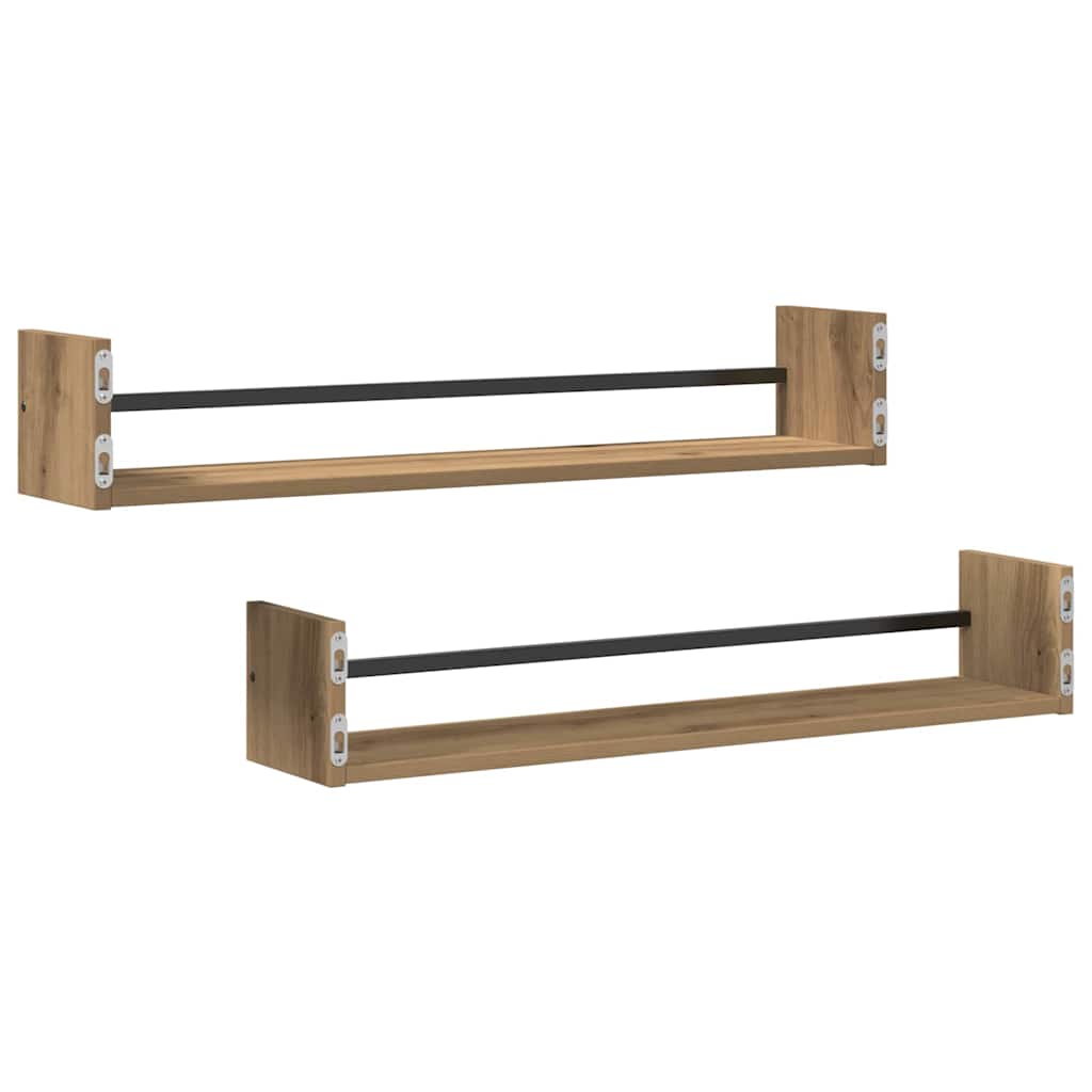 Prateleira de Parede 2 pcs carvalho artisiano 80 x 16 x 14 cm