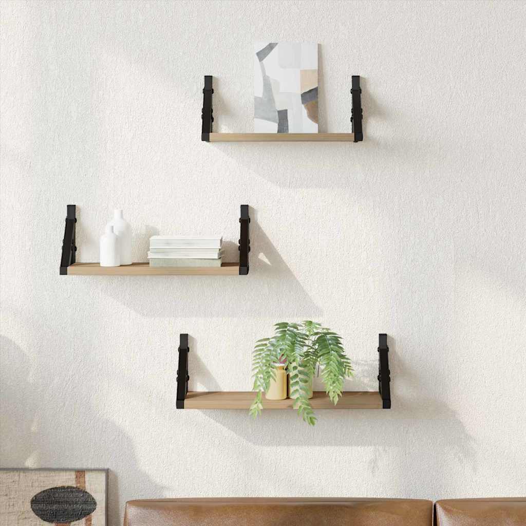 Conjunto de prateleiras de parede 3 pcs carvalho artisiano