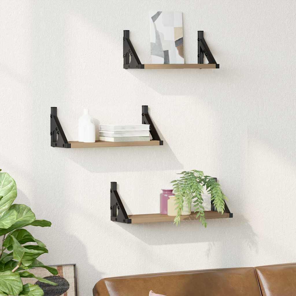 Conjunto de prateleiras de parede 3 pcs carvalho artisiano