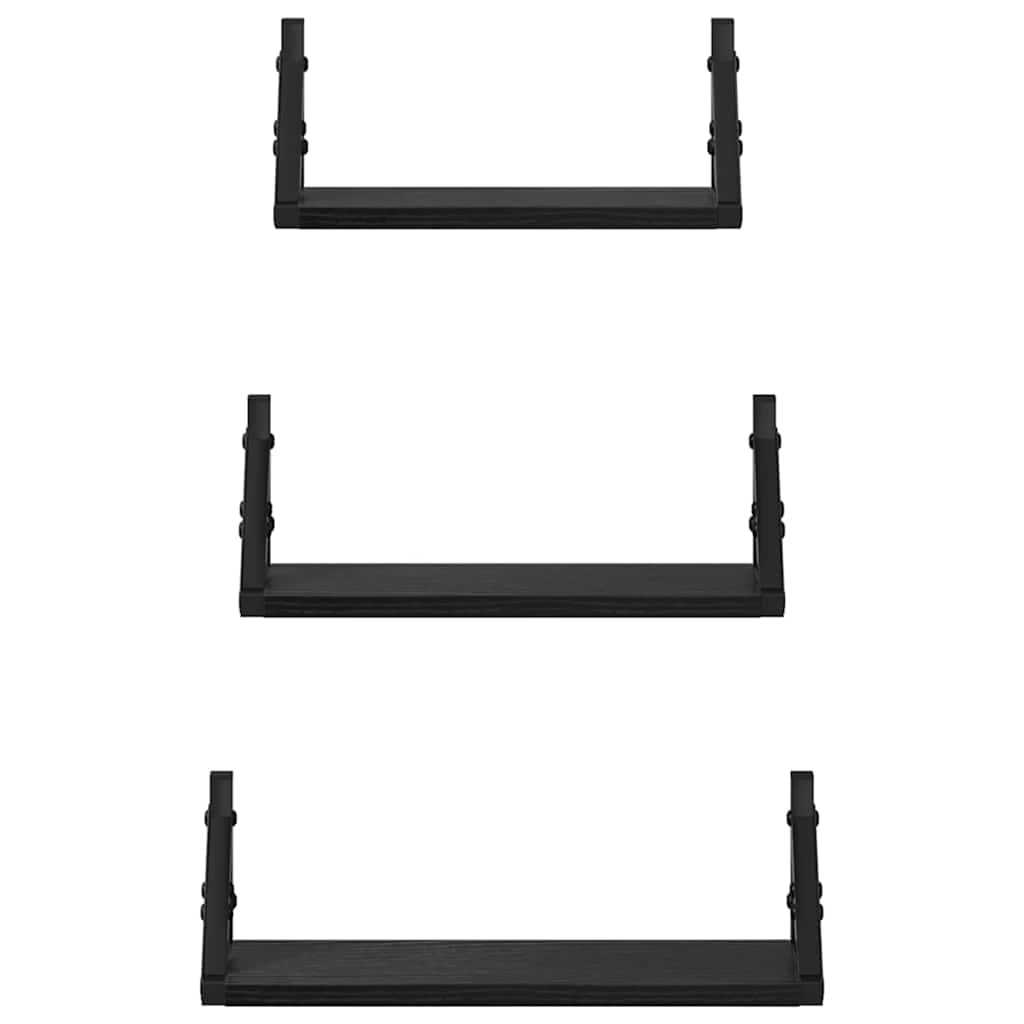 Conjunto de prateleiras de parede 3 pcs Carvalho preto