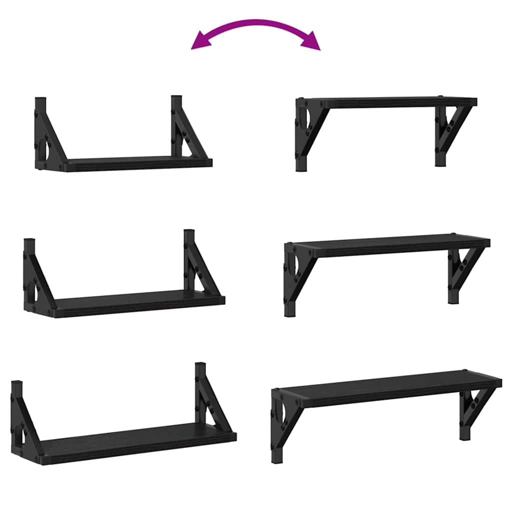 Conjunto de prateleiras de parede 3 pcs Carvalho preto