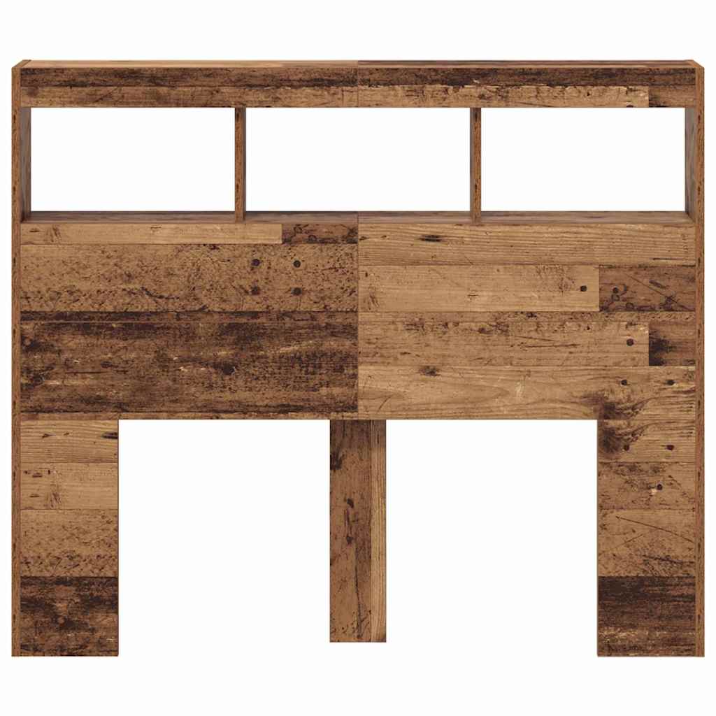 Cabeceira com Armário e LED Madeira antiga 120 x 17 x 102 cm