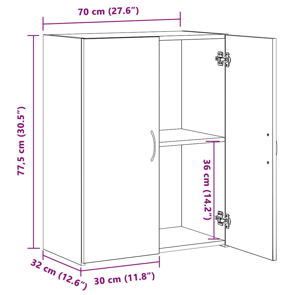 Armário de Escritório carvalho artisiano 60 x 32 x 77.5