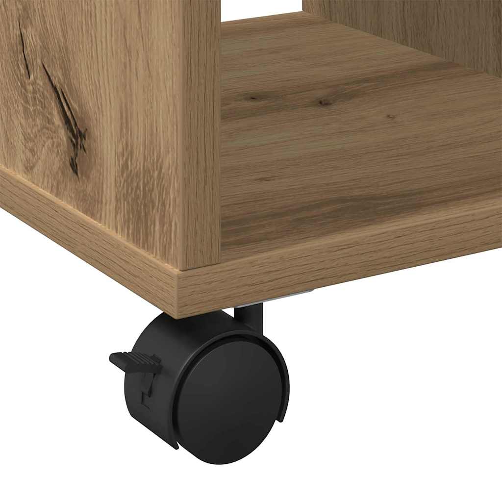 Mesa Lateral com prateleira carvalho artisiano 50 x 30 x 55 cm