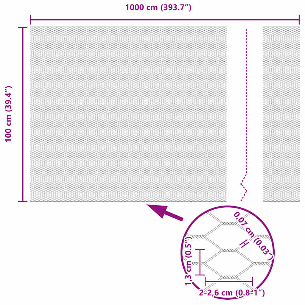 Cerca Hexagonal Cinzeto 1 x 10 m Aço