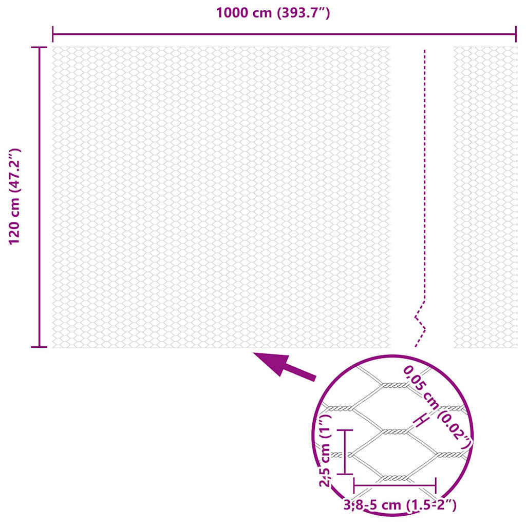 Cerca Hexagonal Prateado 1.2 x 10 m Aço galvanizado