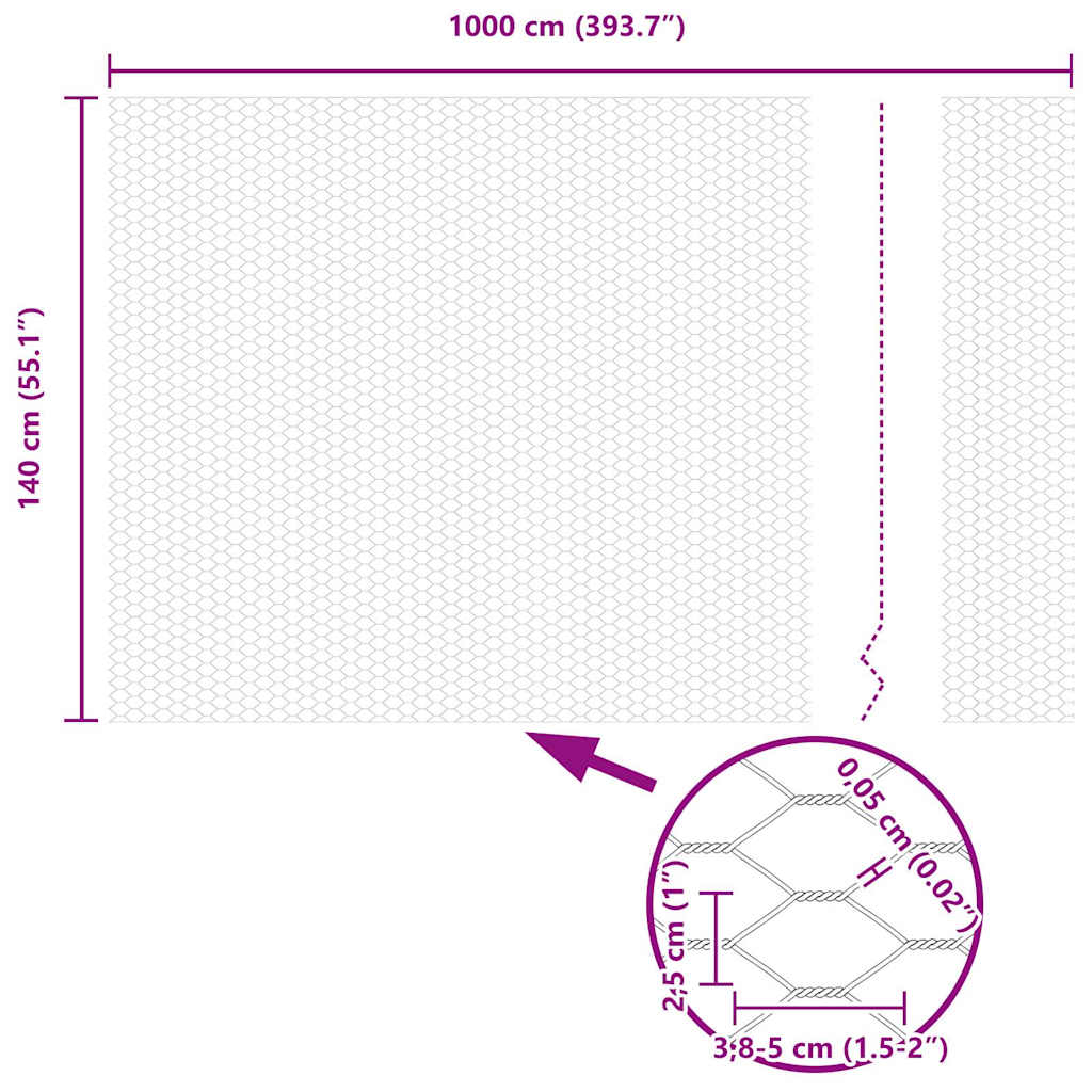 Cerca Hexagonal Prateado 1.4 x 10 m Aço galvanizado