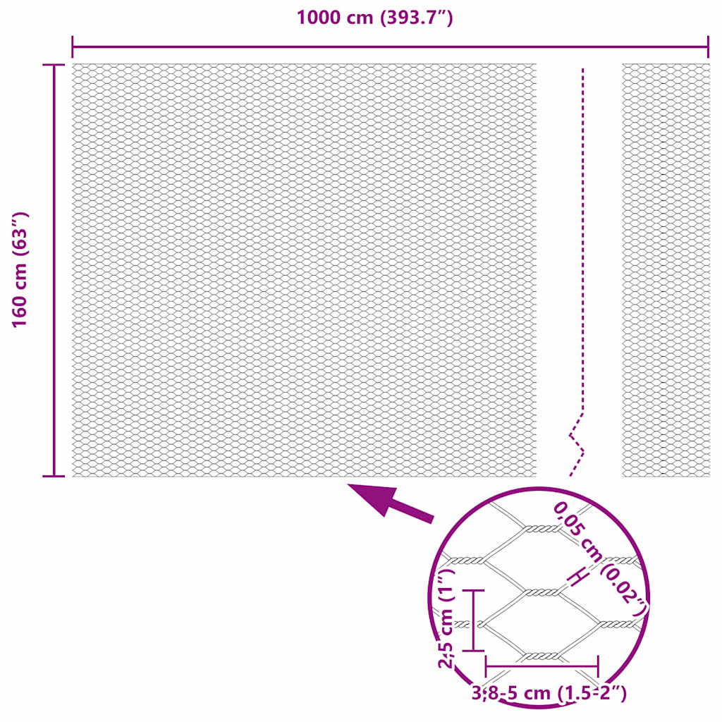 Cerca Hexagonal Prateado 1.6 x 10 m Aço galvanizado