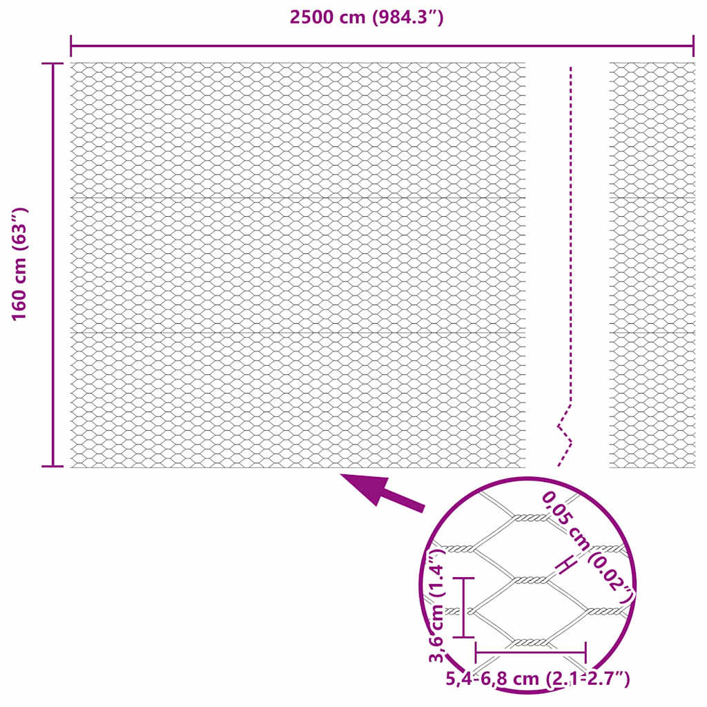 Cerca Hexagonal Prateado 1.6 x 25 m Aço galvanizado