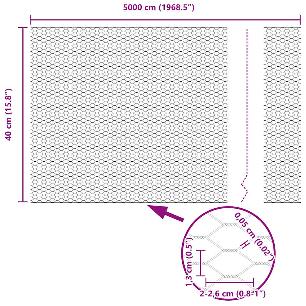 Cerca Hexagonal Prateado 0.4 x 50 m Aço galvanizado