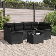 Conjunto de Sofá de Jardim 7 pcs Preto Rattan Sintético