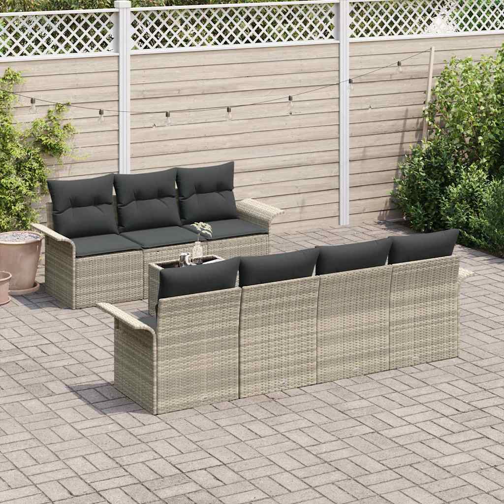 Conjunto de Sofá de Jardim 8 pcs Cinzento-claro vime PE