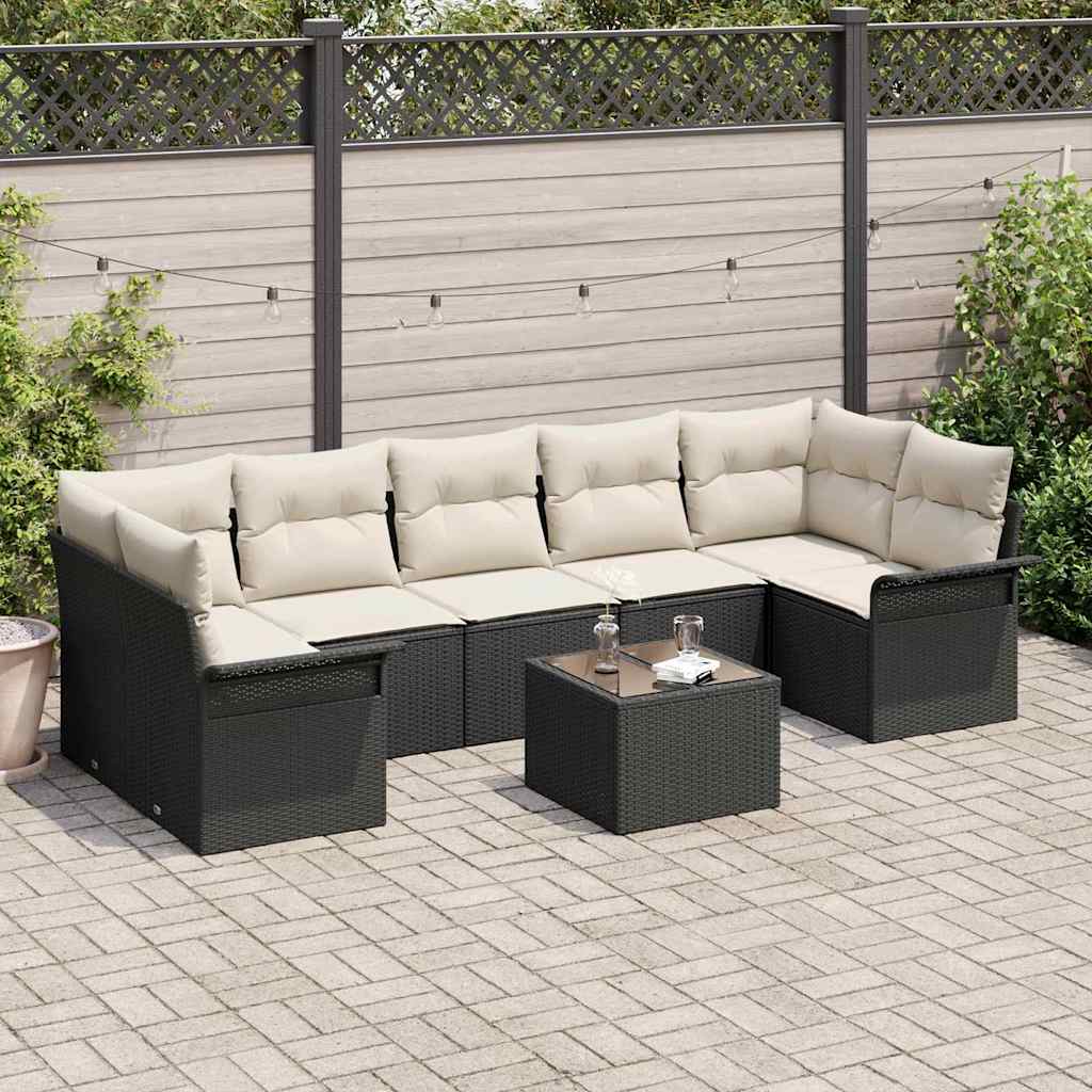 Conjunto de Sofá de Jardim 8 pcs Preto Rattan Sintético