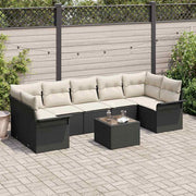 Conjunto de Sofá de Jardim 8 pcs Preto Rattan Sintético