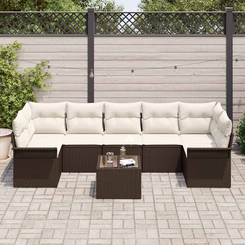 Conjunto de Sofá de Jardim 8 pcs Castanho Rattan Sintético