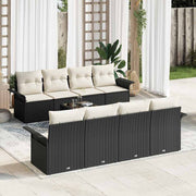 Conjunto de Sofá de Jardim 9 pcs Preto Rattan Sintético