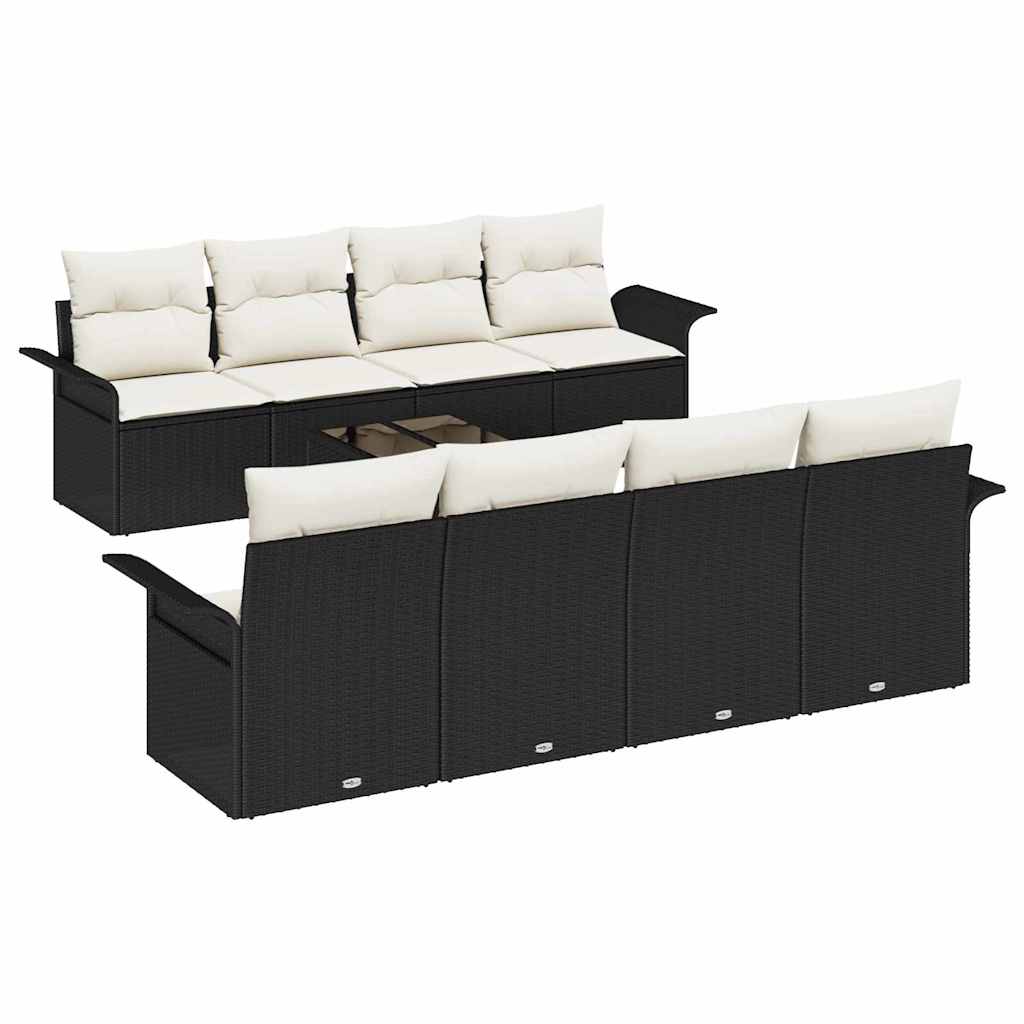 Conjunto de Sofá de Jardim 9 pcs Preto Rattan Sintético