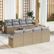 Conjunto de Sofá de Jardim 9 pcs Bege Rattan Sintético