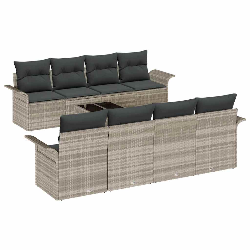Conjunto de Sofá de Jardim 9 pcs Cinzento-claro