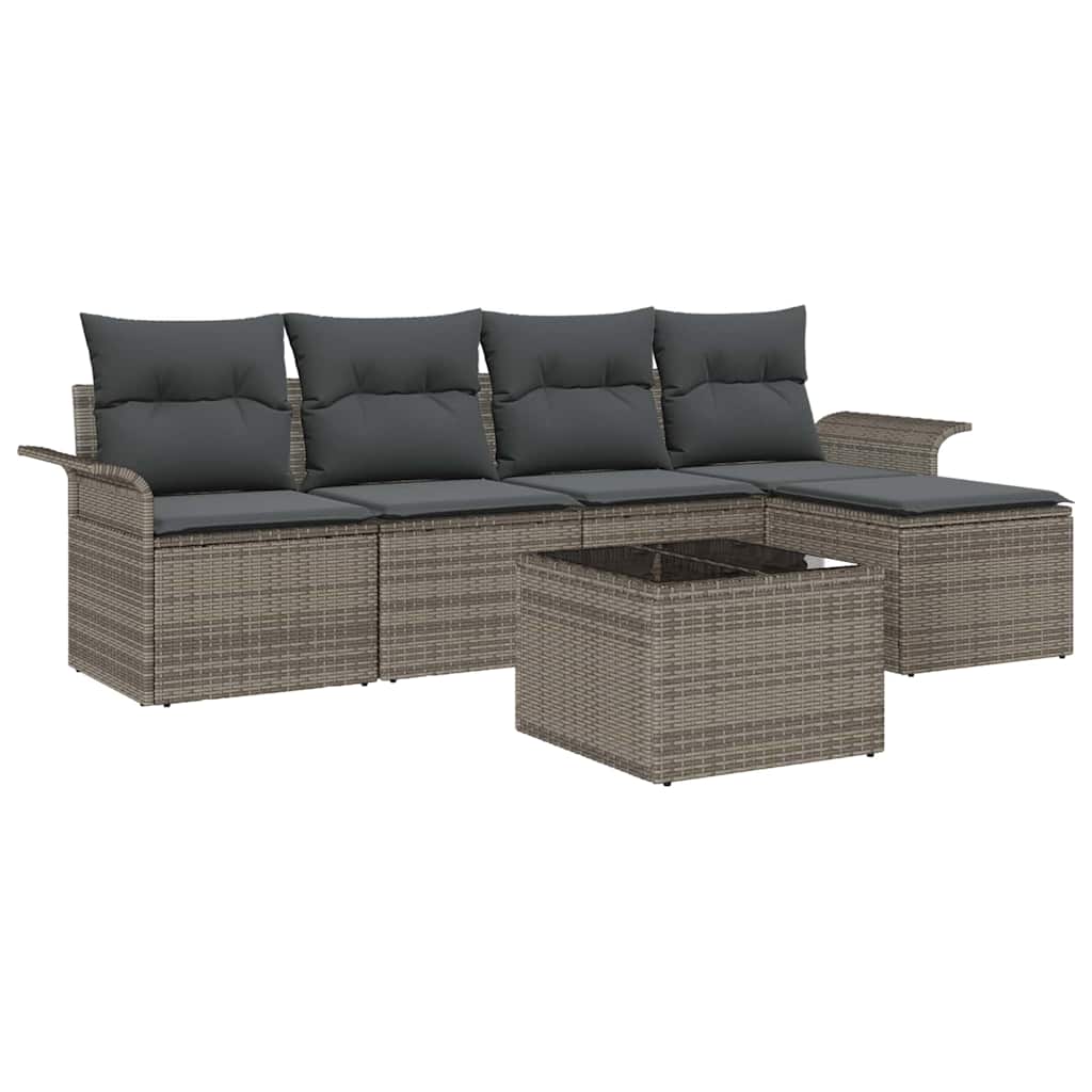 Conjunto de Sofá de Jardim 6 pcs Cinzeto Rattan Sintético